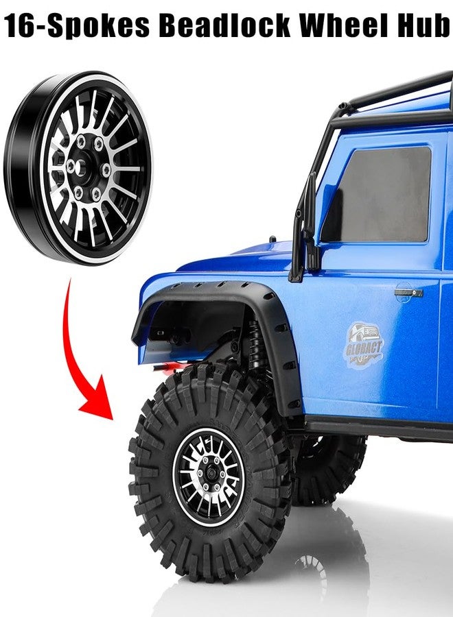 GLOBACT 1.9 Beadlock Wheels Metal 16-Spoke Wheel Rim Hub for 1:10 RC Crawler Axial SCX10 TRX4 TRX6 Redcat GEN7 GEN8 RC4WD D90 VS4-10(4Pcs Black) - Image 3